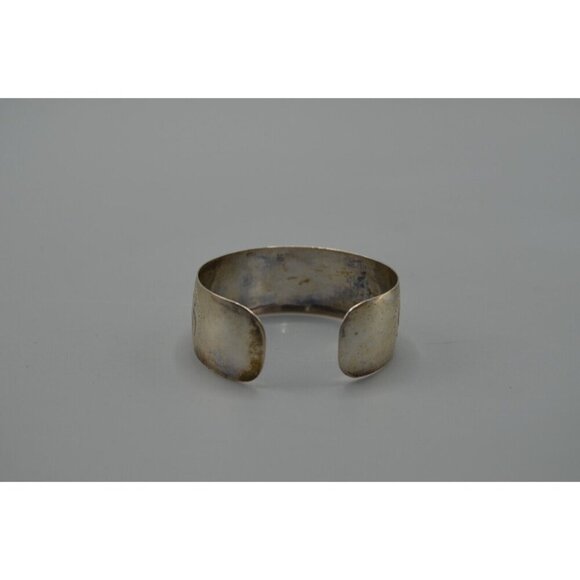 Bonnie Rae Engraved Etched Cuff Bracelet Sterling Silver MIBO 2" Diameter Vtg - Picture 2 of 3